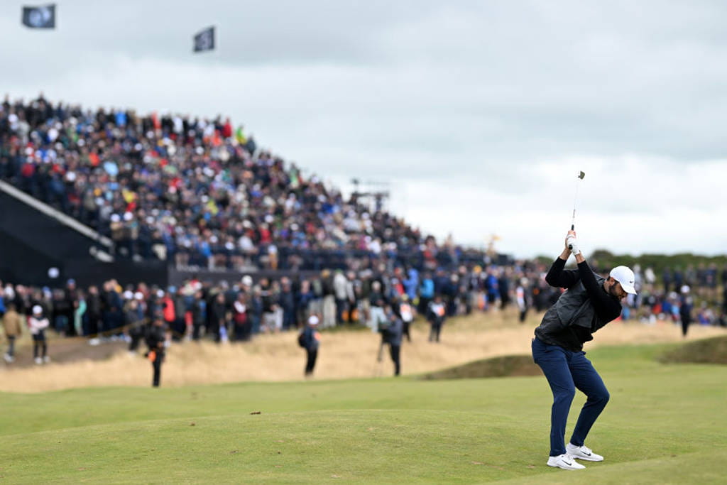 Scottie Scheffler in action at The 152nd Open,. at Royal Troon